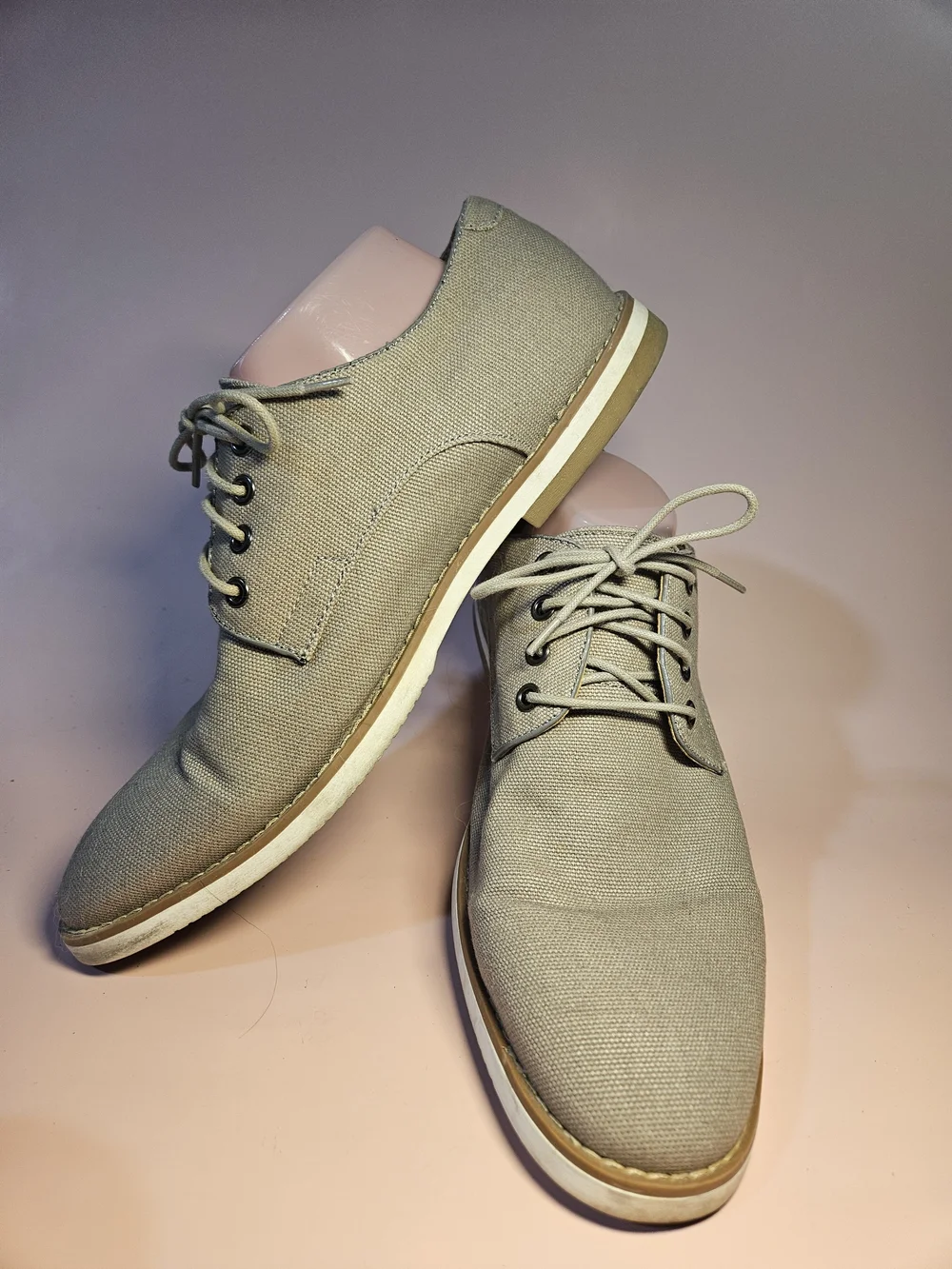 Steve Madden Light Beige Canvas Derby Shoes Size 11 B8n 10
